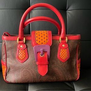 Etro Red and Orange Leather Bag